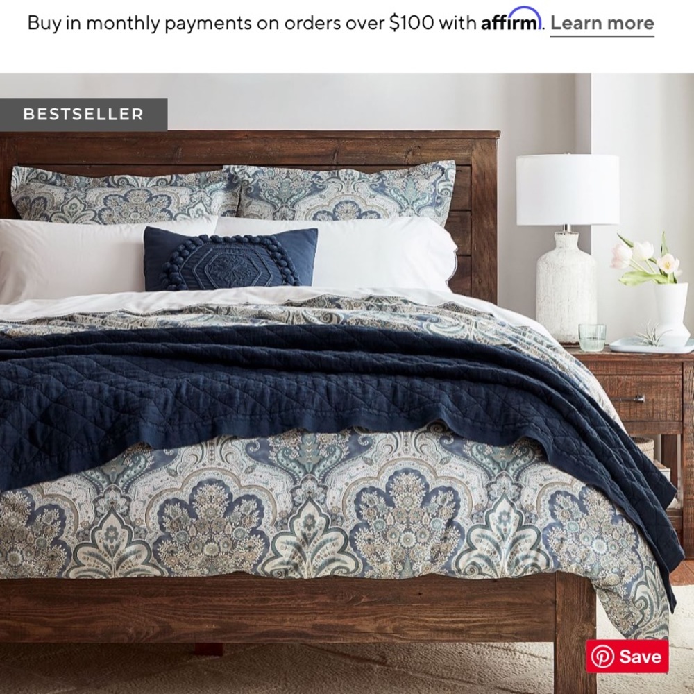 King/Cal King Pottery Barn Duvet Set